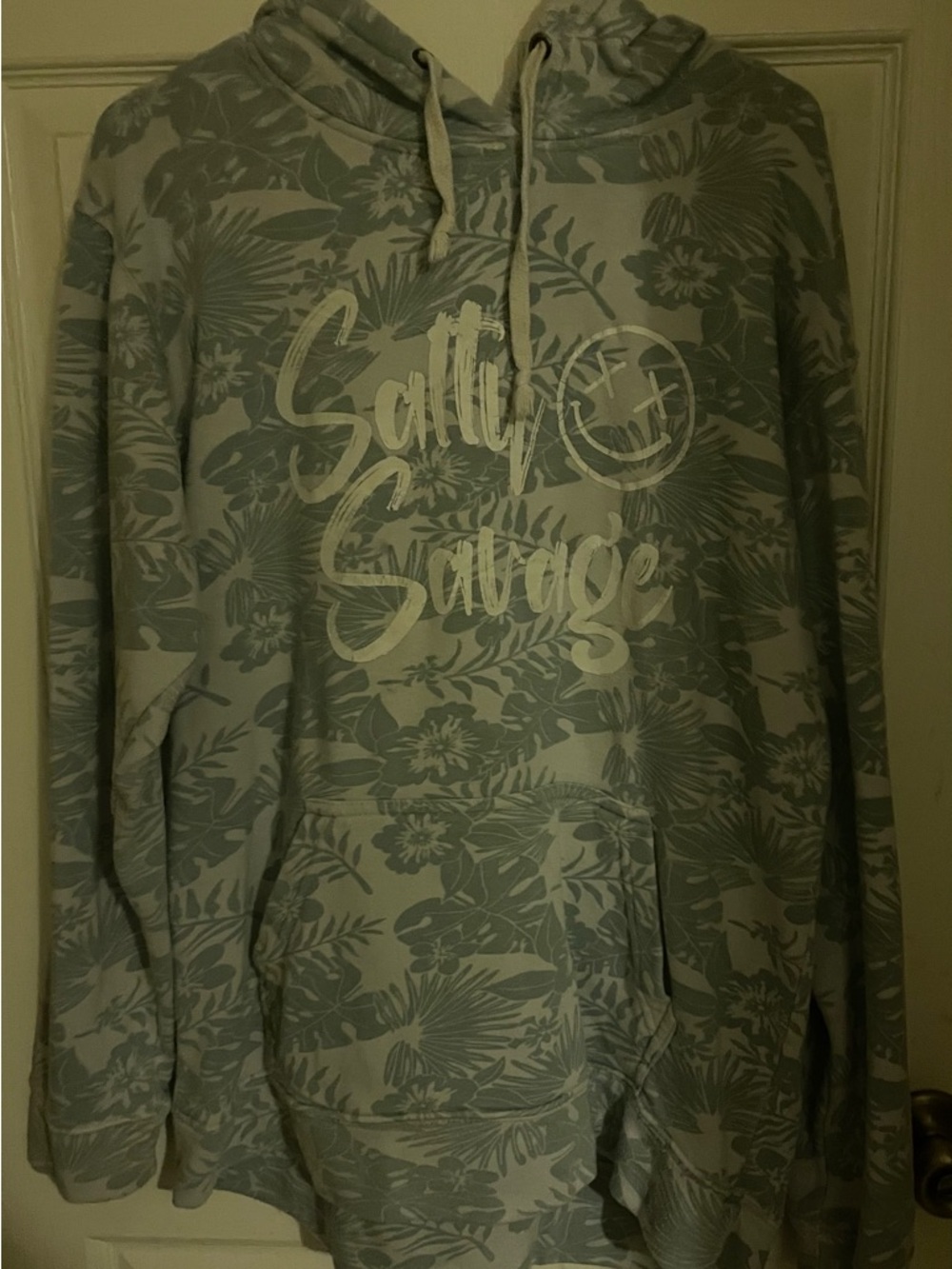 Woman’s Light Blue Floral Pullover Hoodie